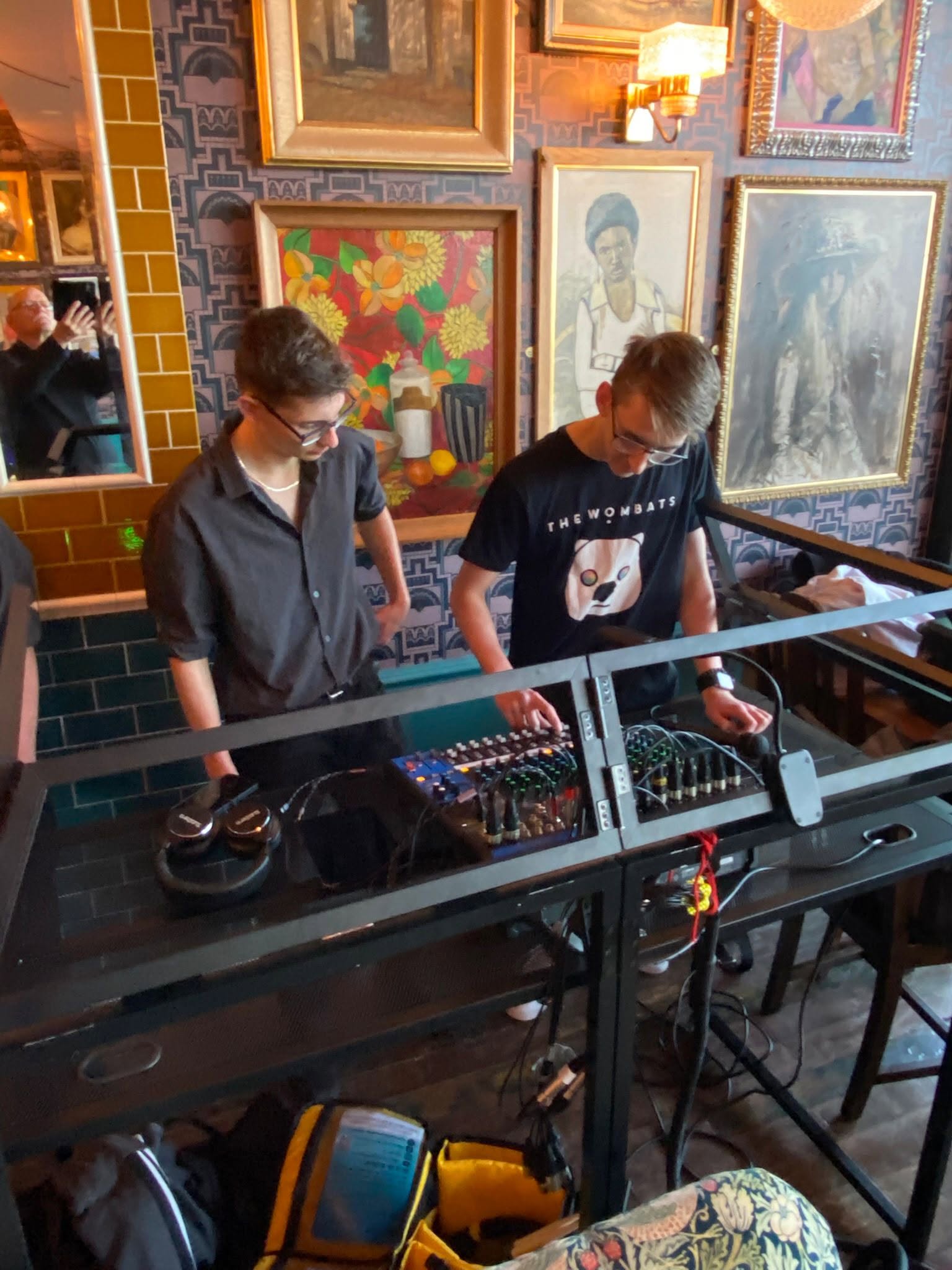 Sam and Ellis running a live set at a pub